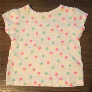 Baby Girl T Shirt - White with pink and aqua